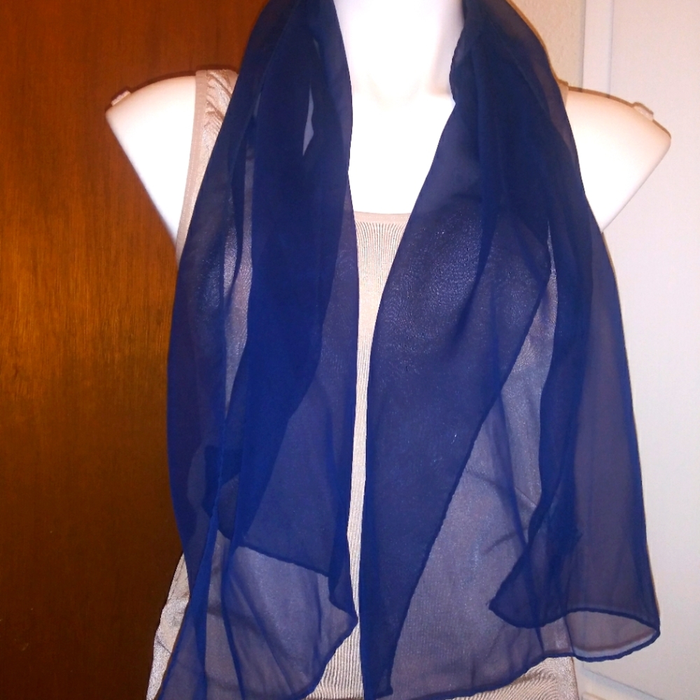 Vintage sheer navy blue scarf